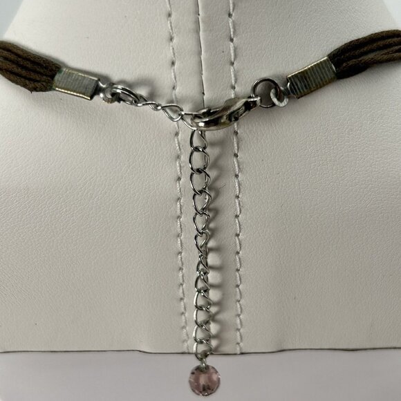 Necklace Handblown 3D Flower Pendant Purple Shimmer Faceted Spacers 18" - Picture 7 of 8